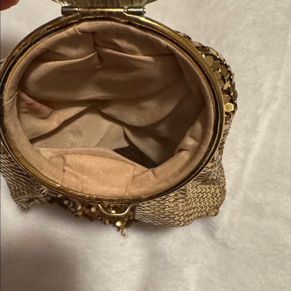 Gold Mesh & Rhinestones Compact Wristlet Purse